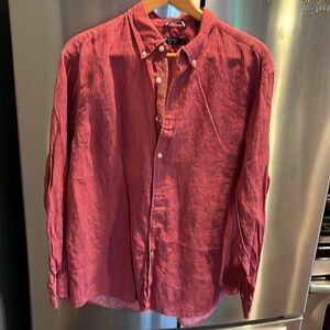 Daniel Cremieux RED Linen CHECKERED men’s XL shirt button front collared resort